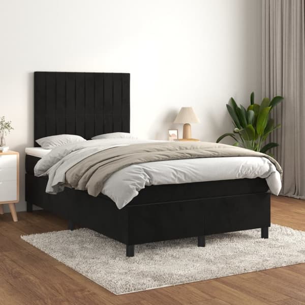 kontinentalseng med madras 120x190 cm velour sort