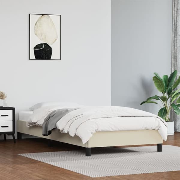 Sängram gräddvit 80x200 cm konstläder