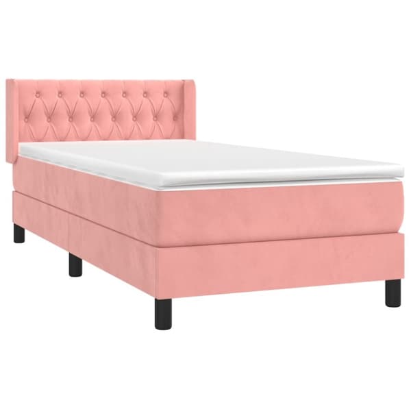kontinentalseng med madras 90x190 cm fløjl pink