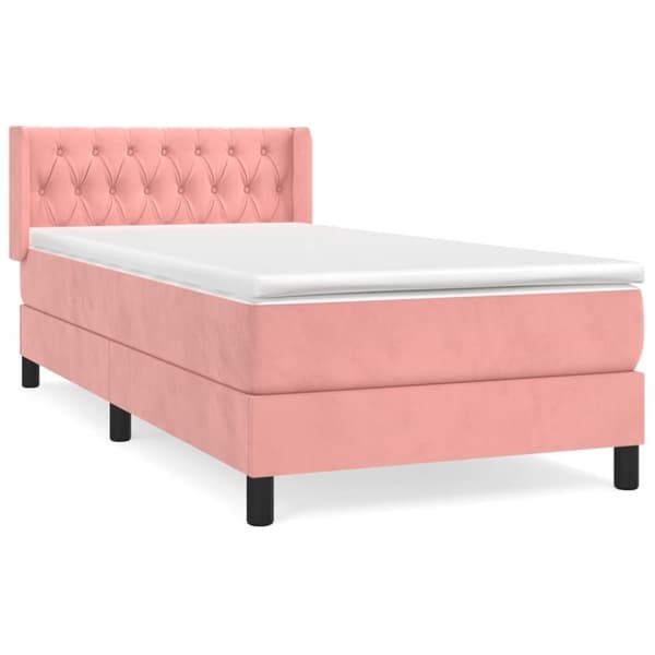 kontinentalseng med madras 90x190 cm fløjl pink