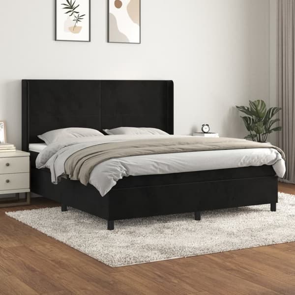 kontinentalseng med madras 160x200 cm fløjl sort