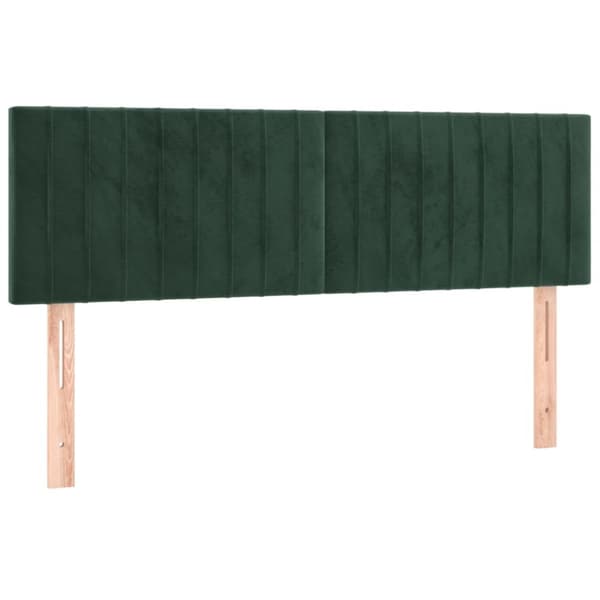kontinentalseng med LED-lys 140x190 cm fløjl mørkegrøn