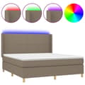 Pikkukuva 2 / 8: Ramsäng med madrass & LED taupe 180x200 cm tyg