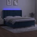 Miniatyrbild 3 av 8: Ramsäng med madrass & LED mörkblå 180x200 cm sammet