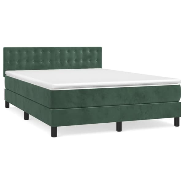 Ramsäng med madrass mörkgrön 140x190 cm sammet