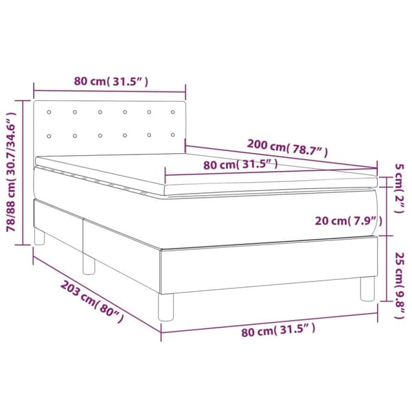 Ramsäng med madrass rosa 80x200 cm sammet
