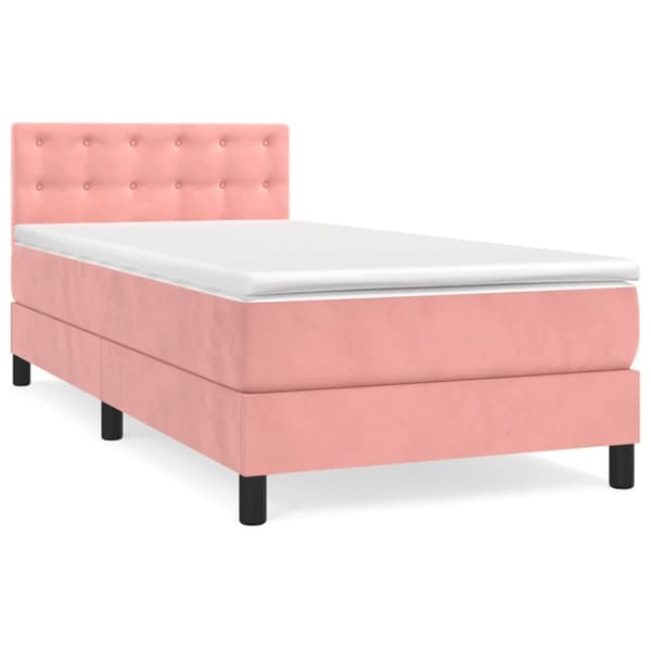 Ramsäng med madrass rosa 80x200 cm sammet