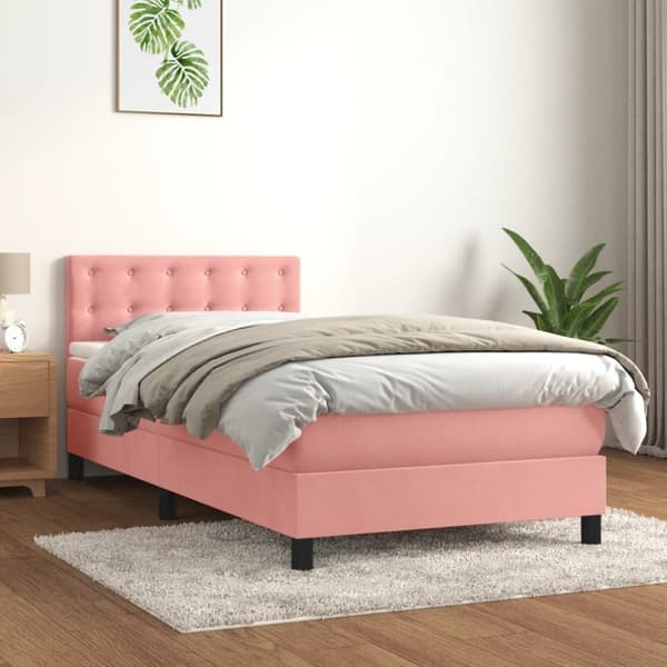 Ramsäng med madrass rosa 80x200 cm sammet
