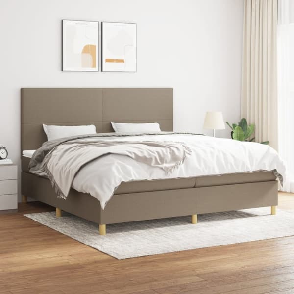 Ramsäng med madrass taupe 200x200 cm tyg