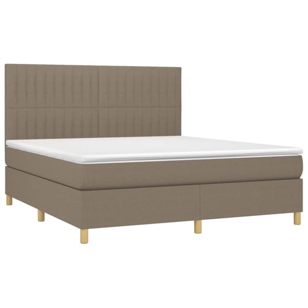 Ramsäng med madrass taupe 180x200 cm tyg