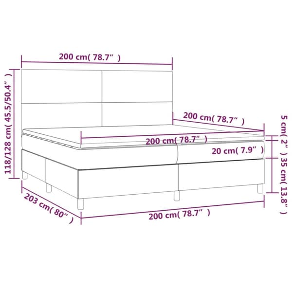 kontinentalseng med madras 200x200 cm stof blå