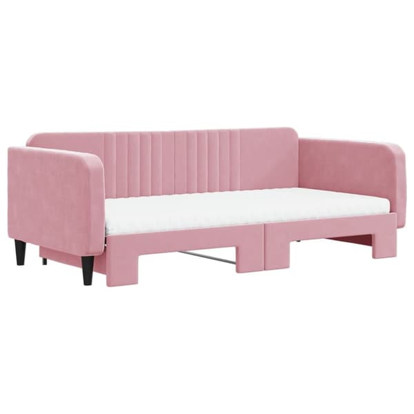 Dagbädd utdragbar och madrasser rosa 100x200 cm sammet