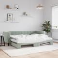 Miniatyrbillede 1 af 10: daybed med udtræk og madras 80x200 cm velour lysegrå