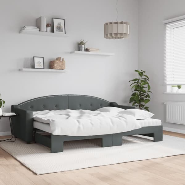 daybed med udtræk og madras 80x200 cm stof mørkegrå