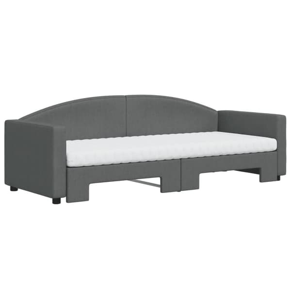 daybed med udtræk og madras 80x200 cm stof mørkegrå