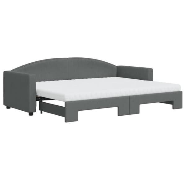 daybed med udtræk og madras 80x200 cm stof mørkegrå