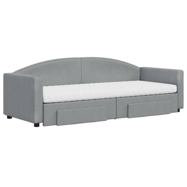 daybed med udtræk og skuffer 80x200 cm stof lysegrå