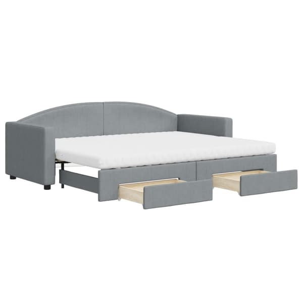 daybed med udtræk og skuffer 80x200 cm stof lysegrå