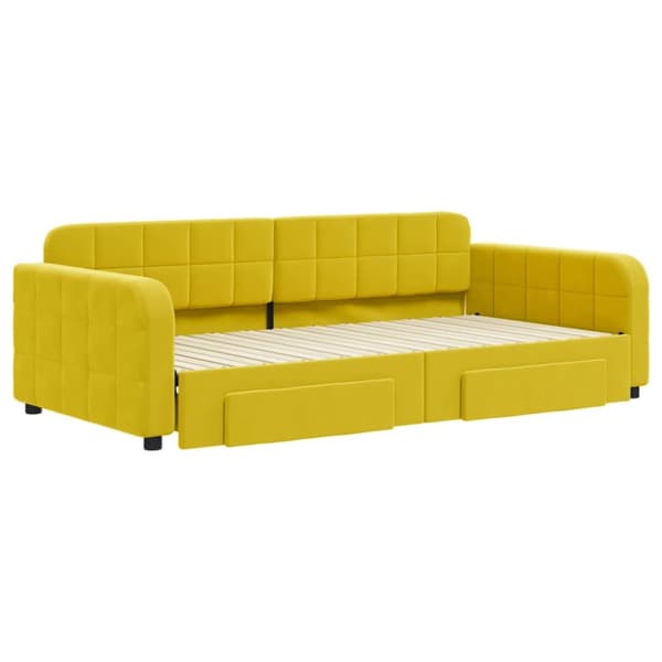 daybed med udtræk og skuffer 100x200 cm velour gul