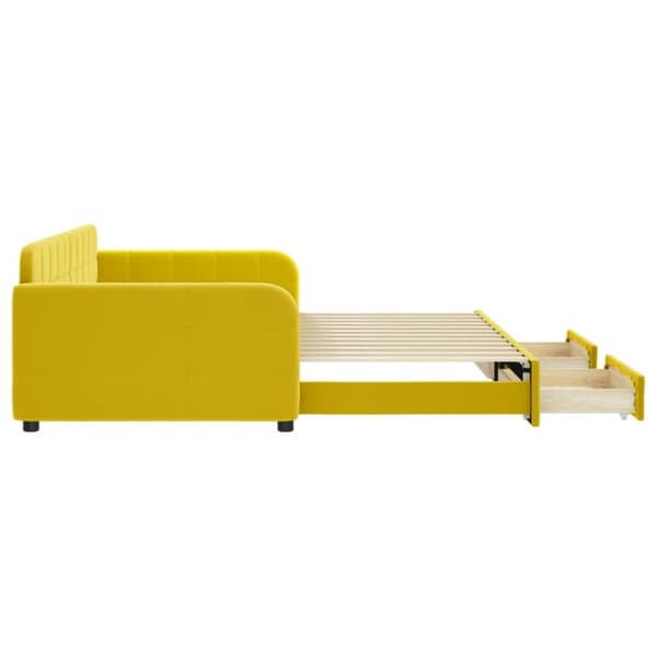 daybed med udtræk og skuffer 100x200 cm velour gul