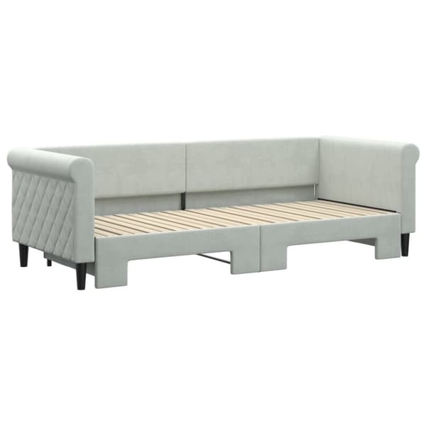Dagbädd utdragbar ljusgrå 80x200 cm sammet