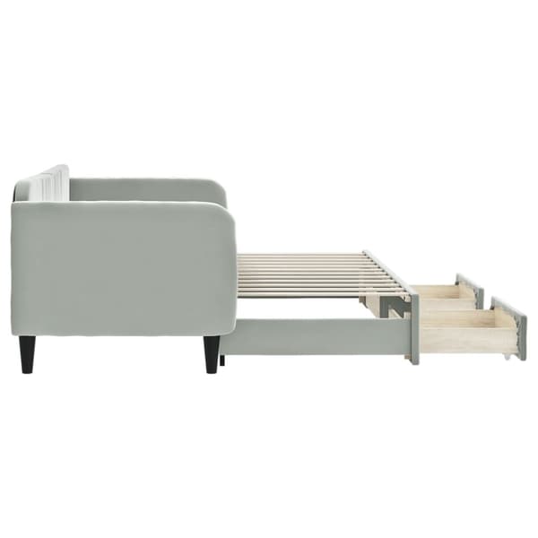 Dagbädd utdragbar med lådor ljusgrå 80x200 cm sammet
