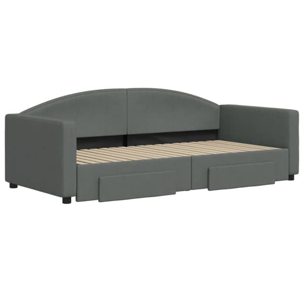 daybed med udtræk og skuffer 90x190 cm stof mørkegrå