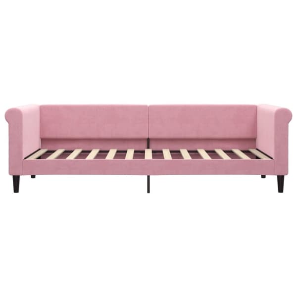 daybed med udtræk og skuffer 80x200 cm velour lyserød