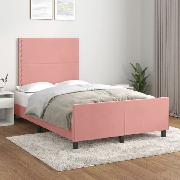 sengeramme med sengegavl 120x200 cm fløjl pink