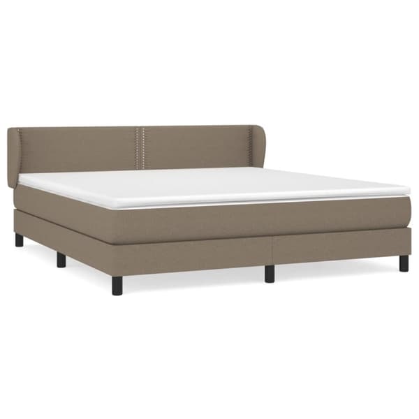 Ramsäng med madrass taupe 180x200 cm tyg