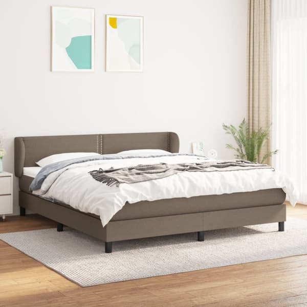 Ramsäng med madrass taupe 180x200 cm tyg