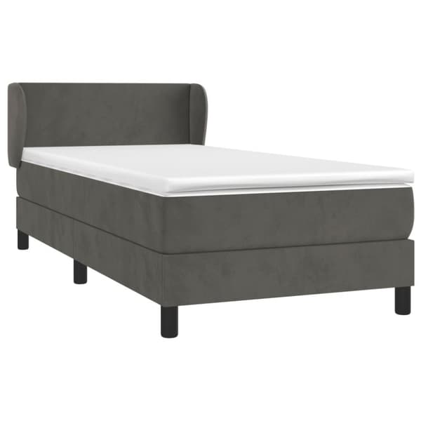 Ramsäng med madrass mörkgrå 100x200 cm sammet