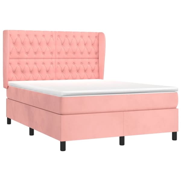 Ramsäng med madrass rosa 140x200 cm sammet