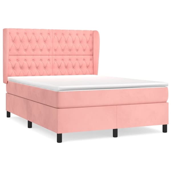 Ramsäng med madrass rosa 140x200 cm sammet