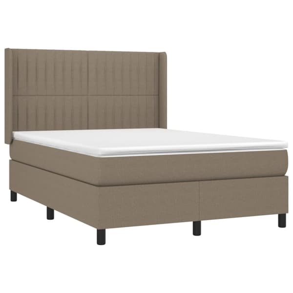 Ramsäng med madrass taupe 140x200 cm tyg
