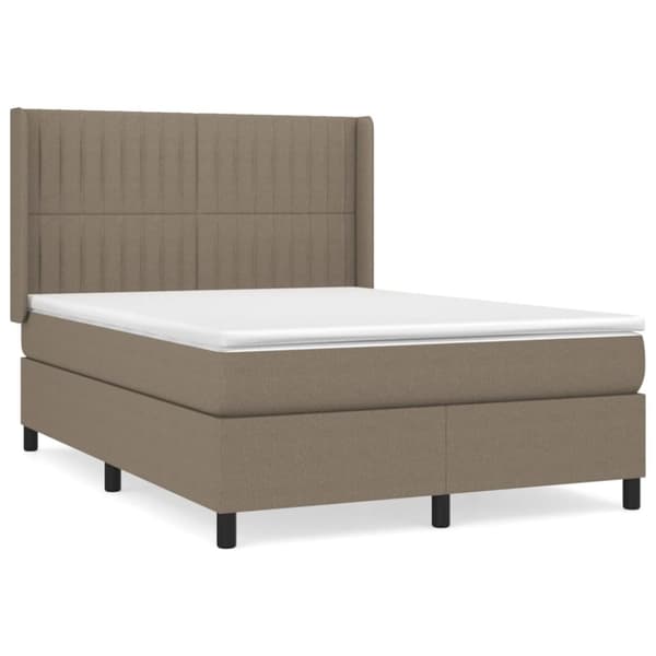 Ramsäng med madrass taupe 140x200 cm tyg