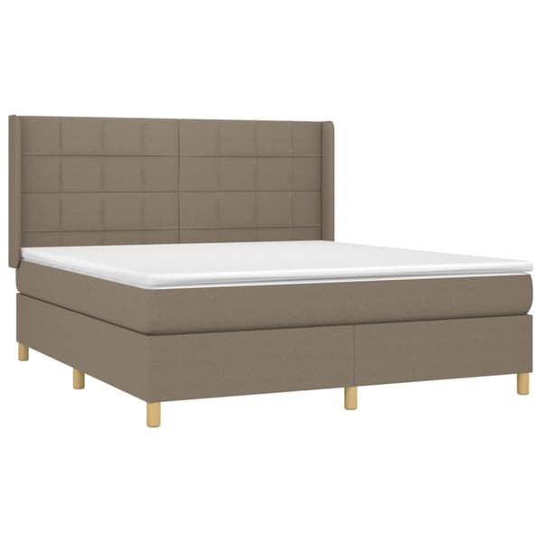 Ramsäng med madrass taupe 160x200 cm tyg