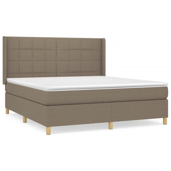 Ramsäng med madrass taupe 160x200 cm tyg