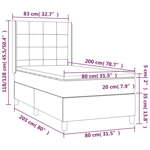 kontinentalseng med madras 80x200 cm fløjl lyserød