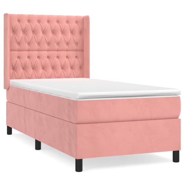 Ramsäng med madrass rosa 80x200 cm sammet