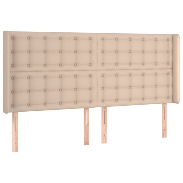 Ramsäng med bäddmadrass & LED cappuccino 200x200 cm konstläder