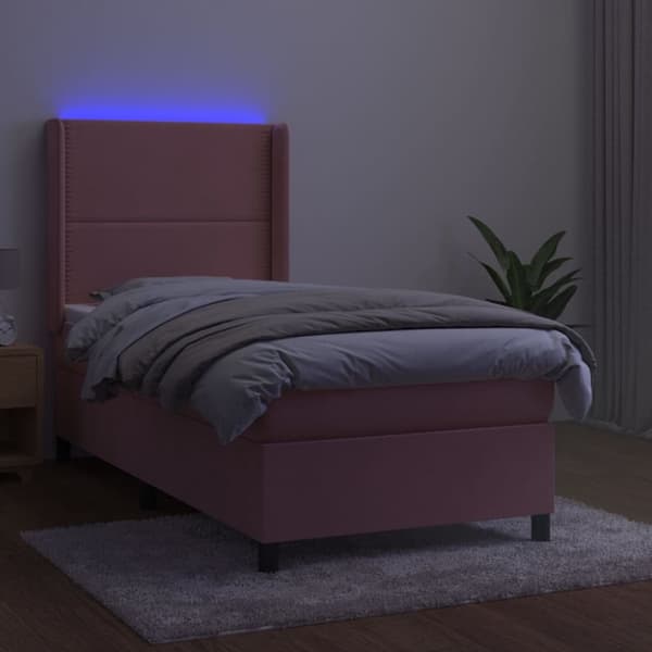 kontinentalseng med LED-lys 80x200 cm velour pink
