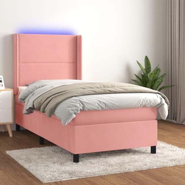 kontinentalseng med LED-lys 80x200 cm velour pink