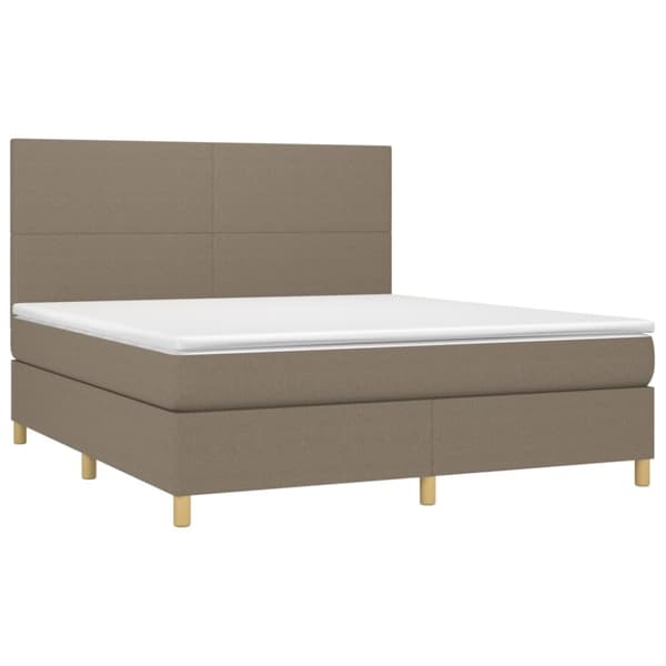 Ramsäng med madrass taupe 160x200 cm tyg