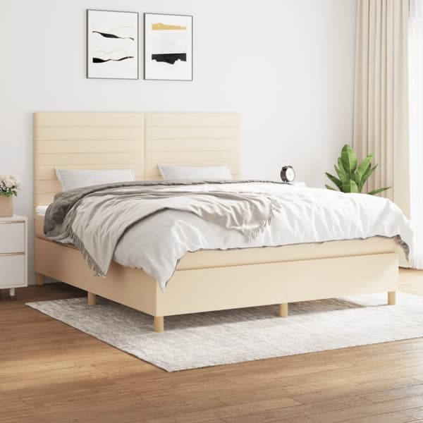 kontinentalseng med madras 160x200 cm stof cremefarvet