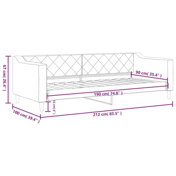 daybed 90x190 cm stof sort
