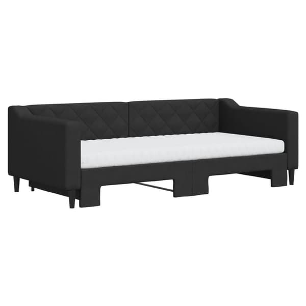 Dagbädd med extrabädd och madrasser svart 90x190 cm tyg