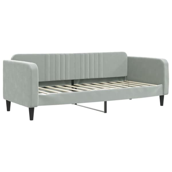 daybed med udtræk og madras 80x200 cm velour lysegrå