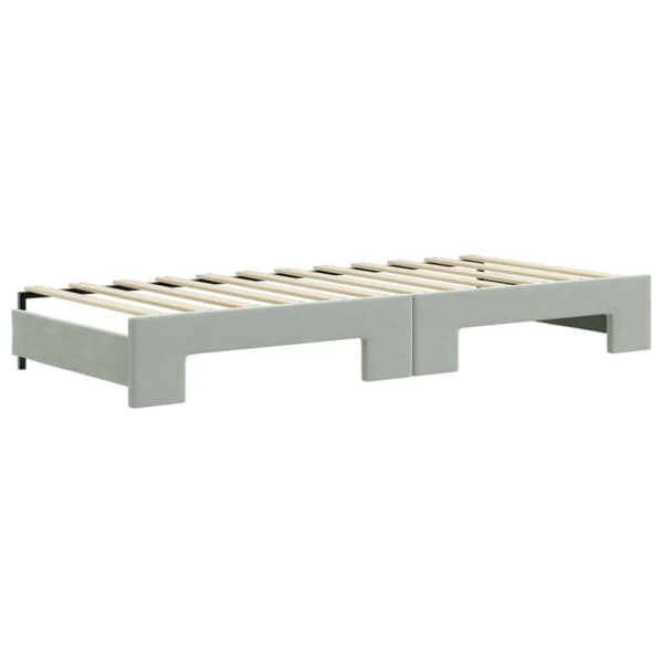 daybed med udtræk og madras 80x200 cm velour lysegrå