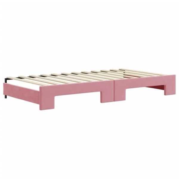 daybed med udtræk og skuffer 100x200 cm velour lyserød